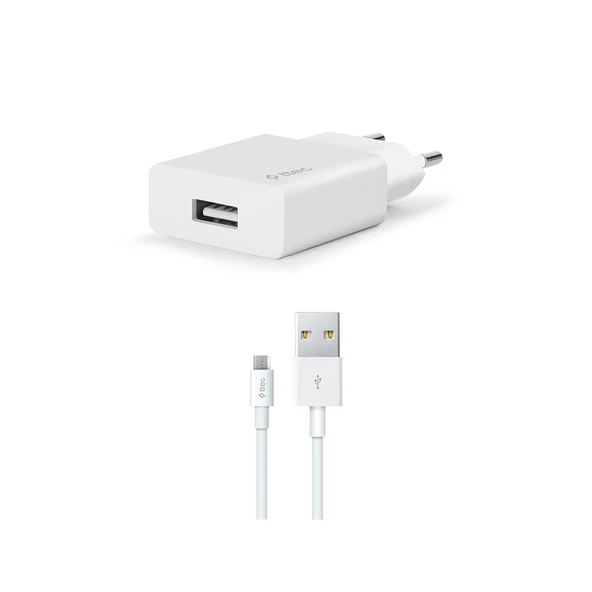 Ttec Smart Fast Charger 2.1A UsbA to Micro Kablolu Seyahat Şarj Aleti Set Beyaz