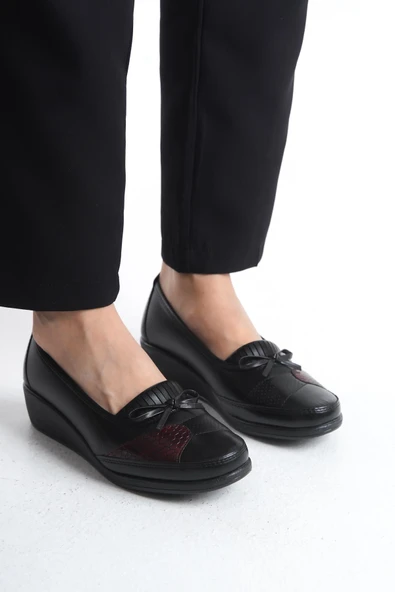 Kadın Önü Kurdele Detaylı Hafif Topuklu Rahat Taban Comfort Ayakkabı - Resim 3