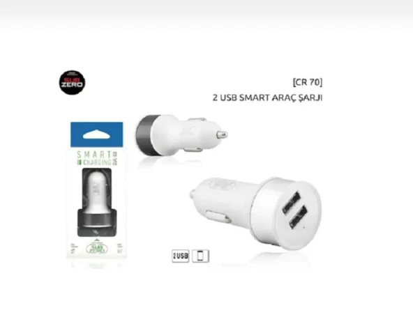 Araç Oto Çakmaklık Şarj Cr70 Çift Usb Çıkışlı Hızlı Şarj