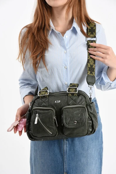 Suni Deri Omuz Çantası Yeşil (Model: 571-13-17F)