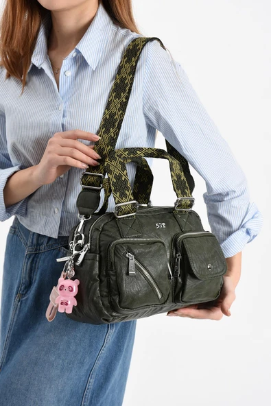 571 collections Suni Deri Omuz Çantası Yeşil (Model: 571-13-17F) - Resim 2