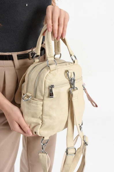 571 collections Suni Deri Omuz Çantası Krem (Model: 571-13-17J) - Resim 3