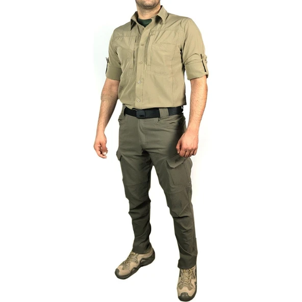 Outdoor Bej Gömlek Likralı