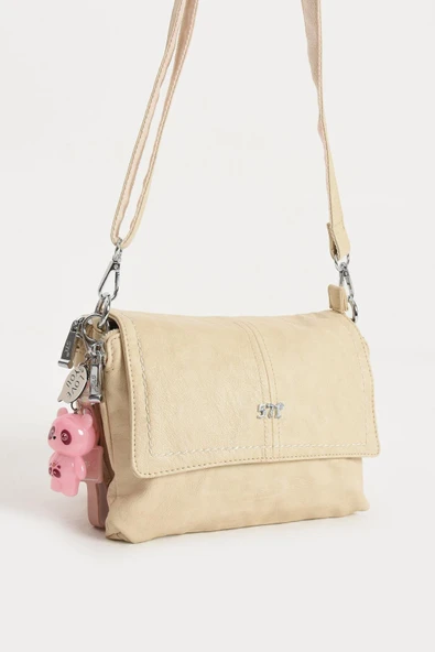 571 collections Suni Deri Omuz Çantası Krem (Model: 571-13-17M) - Resim 4
