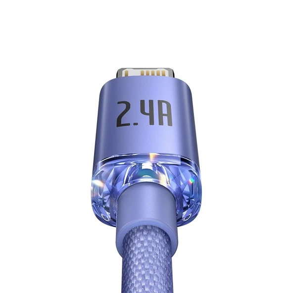 Baseus Crystal 2.4A USB-A to Lightning 1.2m Kablo - Mor - 5