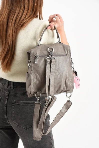 571 collections Suni Deri Omuz Çantası Gri (Model: 571-13-17A) - Resim 3