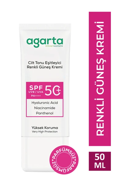 Agarta Cilt Tonu Eşitleyici Renkli Kapatıcı Etkili Spf+50 Güneş Kremi 50 Ml