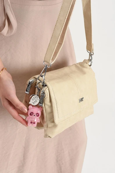 571 collections Suni Deri Omuz Çantası Krem (Model: 571-13-17M) - Resim 2