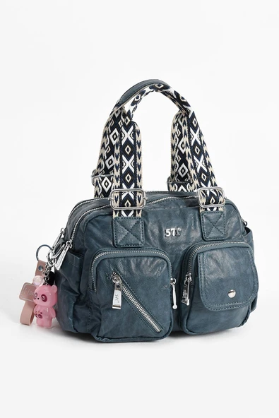 571 collections Suni Deri Omuz Çantası Mavi (Model: 571-13-17F) - Resim 4