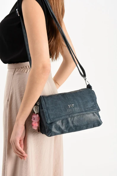 571 collections Suni Deri Omuz Çantası Mavi (Model: 571-13-17M) - Resim 2
