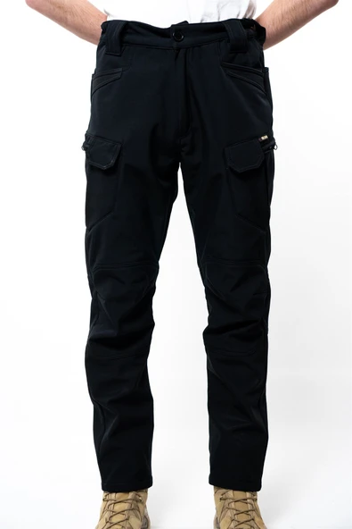 Erkek Siyah İçi Polar Su İtici Rüzgar Geçirmez Kışlık Softshell Outdoor Pantolon Metam Marka - 4