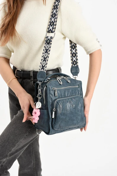 571 collections Suni Deri Omuz Çantası Mavi (Model: 571-13-17A) - Resim 2