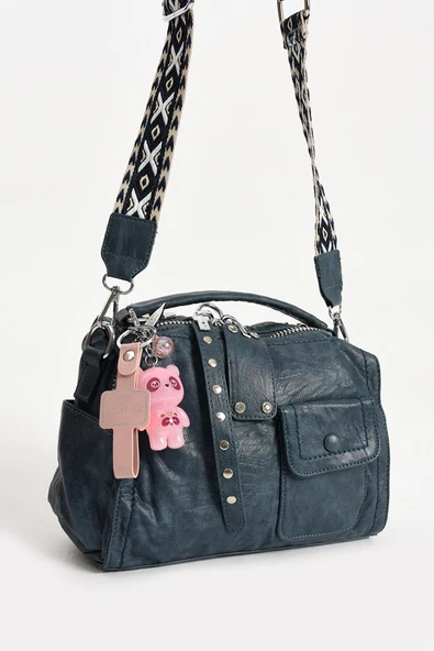 571 collections Suni Deri Omuz Çantası Mavi (Model: 571-13-17E) - Resim 4