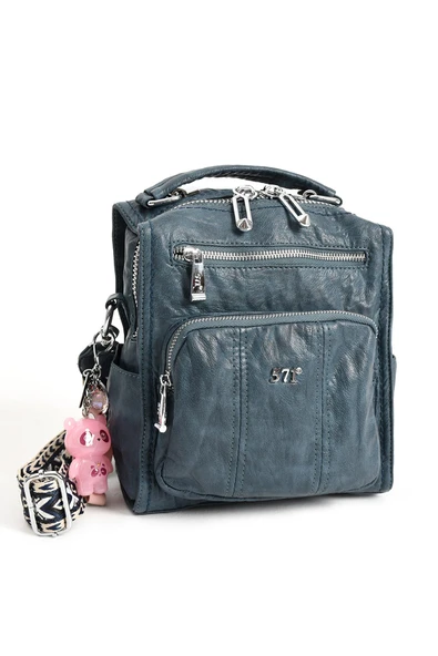 571 collections Suni Deri Omuz Çantası Mavi (Model: 571-13-17A) - Resim 4