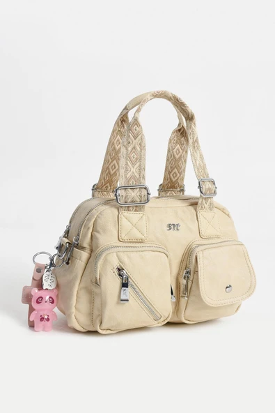 571 collections Suni Deri Omuz Çantası Krem (Model: 571-13-17F) - Resim 4