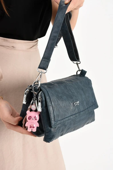 571 collections Suni Deri Omuz Çantası Mavi (Model: 571-13-17M) - Resim 3