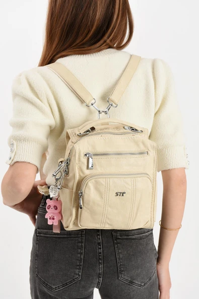 571 collections Suni Deri Omuz Çantası Krem (Model: 571-13-17A) ürün görseli 1