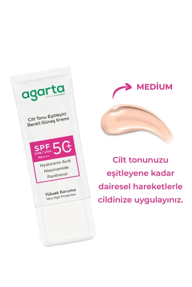 Agarta Cilt Tonu Eşitleyici Renkli Kapatıcı Etkili Spf+50 Güneş Kremi 50 Ml - 2