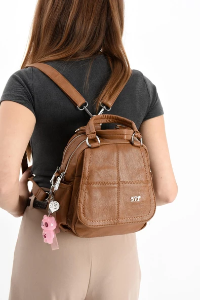 Suni Deri Omuz Çantası Taba (Model: 571-13-17J)