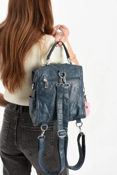 571 collections Suni Deri Omuz Çantası Mavi (Model: 571-13-17A) - Resim 3