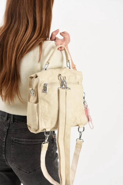 571 collections Suni Deri Omuz Çantası Krem (Model: 571-13-17A) - Resim 3