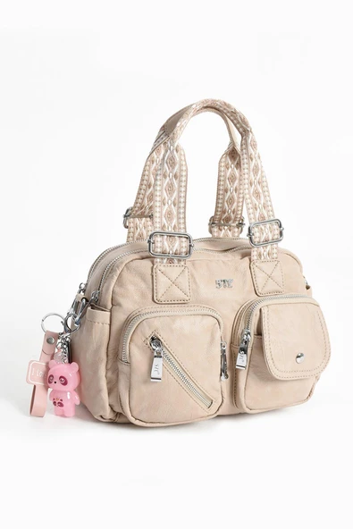 571 collections Suni Deri Omuz Çantası Vizon (Model: 571-13-17F) - Resim 4