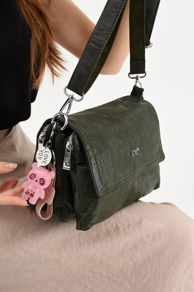 571 collections Suni Deri Omuz Çantası Yeşil(Model: 571-13-17M) - Resim 3