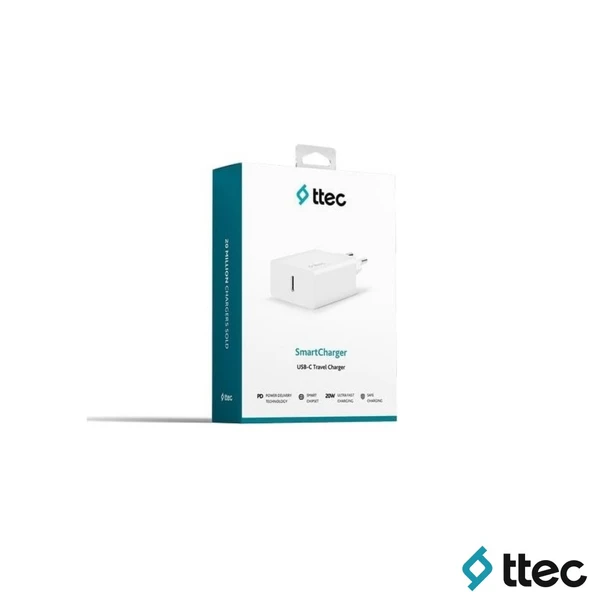 Ttec SmartCharger PD20W Type-C Çıkışlı Ultra Fast Hızlı Şarj Adaptörü Beyaz - Resim 5