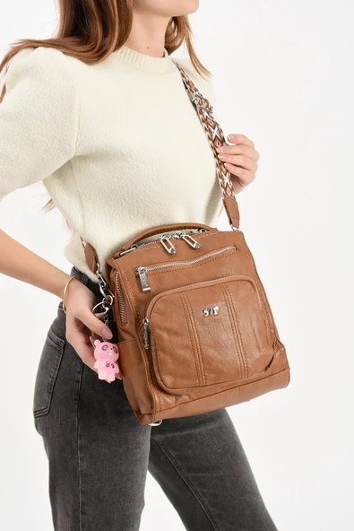 571 collections Suni Deri Omuz Çantası Taba (Model: 571-13-17A) - Resim 2