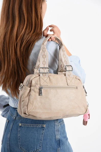 571 collections Suni Deri Omuz Çantası Vizon (Model: 571-13-17F) - Resim 3