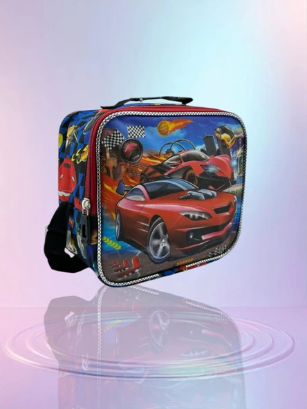 Relaxion Simli Kırmızı Araba Desenli Thermal Beslenme Çantası 3323-6 - 3