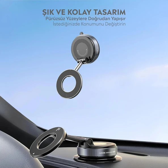 Zipax Xiaomi Redmi 8 8A 9 K20 K30 Pro Vakumlu Magsafe Destekli 360° Araç Telefon Tutucu K007 - 6