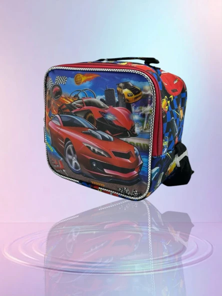 Relaxion Simli Kırmızı Araba Desenli Thermal Beslenme Çantası 3323-6 - 4
