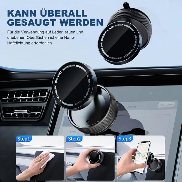 Zipax Galaxy A11 A12 A13 A14 A15 A20 A20s Vakumlu Magsafe Destekli 360° Araç Telefon Tutucu K10A - Resim 4