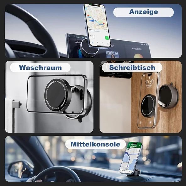 Zipax Casper VIA A1 A3 A4 A3 Plus  Vakumlu Magsafe Destekli 360° Araç Telefon Tutucu K10A - 6