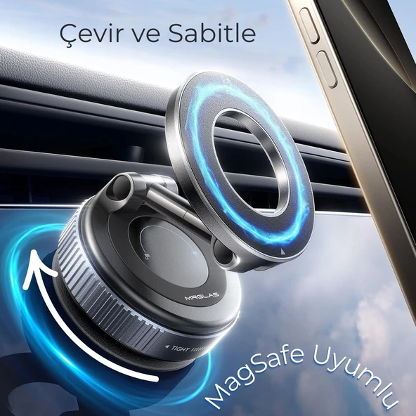 Zipax Xiaomi Redmi Note 7 8 8T 9 9s Pro Vakumlu Magsafe Destekli 360° Araç Telefon Tutucu K007 - 2