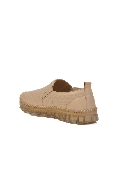 Ayakmod Bej Hakiki Deri Kadın Casual Ayakkabı 0002 Z - Resim 4