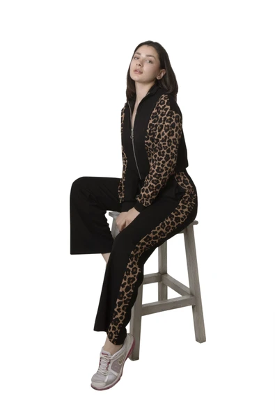 Looksense Kadın Leopar Garnili Siyah Takım 03000 - Resim 4