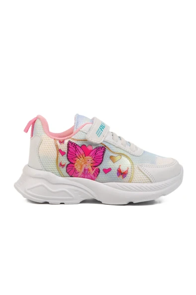 Ayakmod Beyaz Mavi Fileli Cırtlı Kız Çocuk Spor Ayakkabı Ruffon P