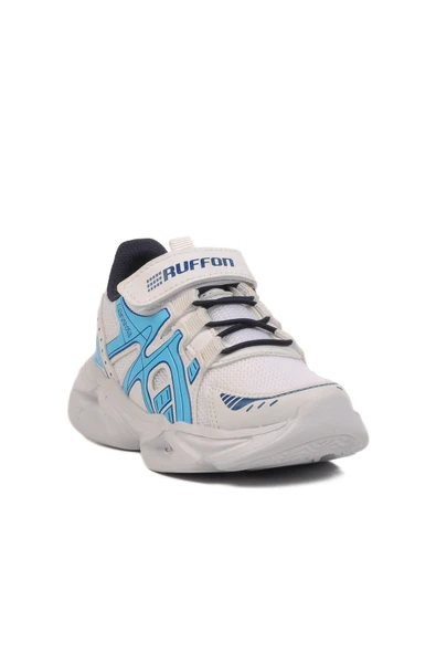 Ayakmod Beyaz Lacivert Cırtlı Fileli Hafif Erkek Çocuk Spor Ayakkabı 2351 P - Resim 3