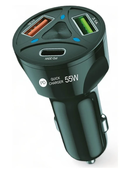 Zipax Galaxy S20 S21 S22 S23 S24 Fe Plus Ultra Araç Şarj Aleti Başlığı 55W Pd+2xUSB CR10