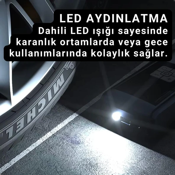 Polham 6000mAh Şarjlı 150PSİ Ultra Hızlı Lastik Şişirme Hava Kompresörü,Araç, Motosiklet, Bisiklet Pompası - 5
