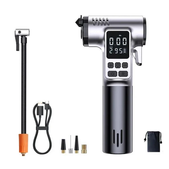 Coofbe 4in1 150PSI 4000Mah Şarjlı Araç Lastik Şişirme Pompası+Emniyet Kemer Kesici+Cam Kırıcı+Led Işıklı