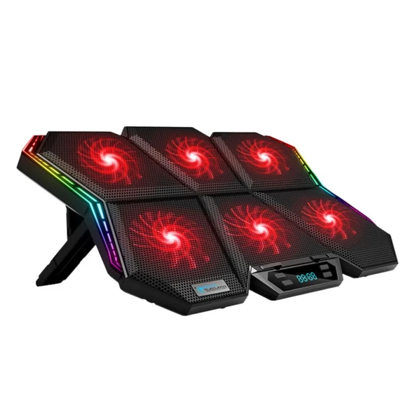 Coofbe Led Işıklı Ayarlanabilir 7 Kademeli Stand 6 Fanlı Göstergeli Notebook Laptop Soğutucu Turbo Fan