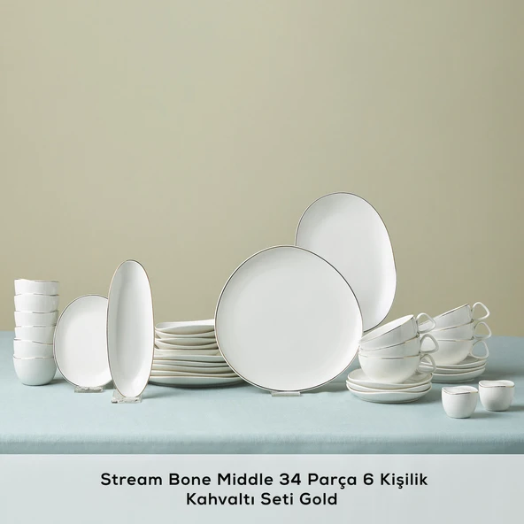 Karaca Stream Bone Middle 34 Parça 6 Kişilik Kahvaltı Takımı Gold - 3