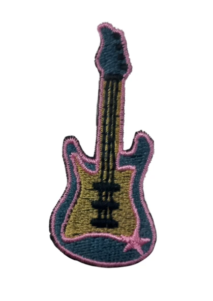 Aplike Ütü İle Yapışan Gitar Pembe Arma 5x3 cm