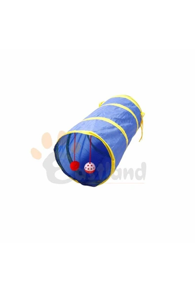 Eastland Çıngıraklı Lacivert Sarı Kedi Tüneli 25x55 Cm