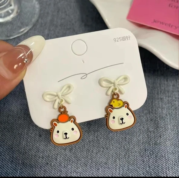 Sevimi Karikatür Capybara Kawaii  Hayvan  Küpe Aksesuar Moda