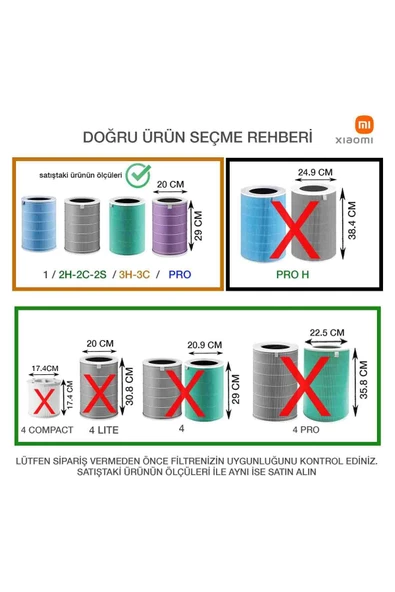 Xiaomi Air Purifier Pro Uyumlu Hava Temizleyci Filtresi Mor Renkli Filtre - 3