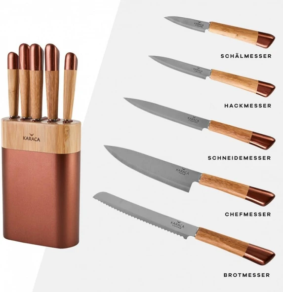 Karaca Maple Rose Gold 6 Parça Standlı Bıçak Seti - 3